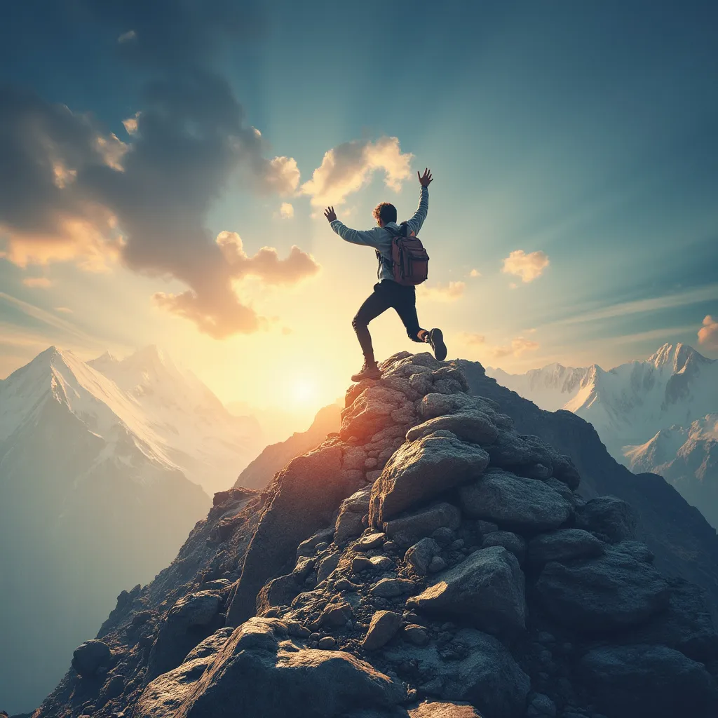Personne atteignant un objectif symbolique